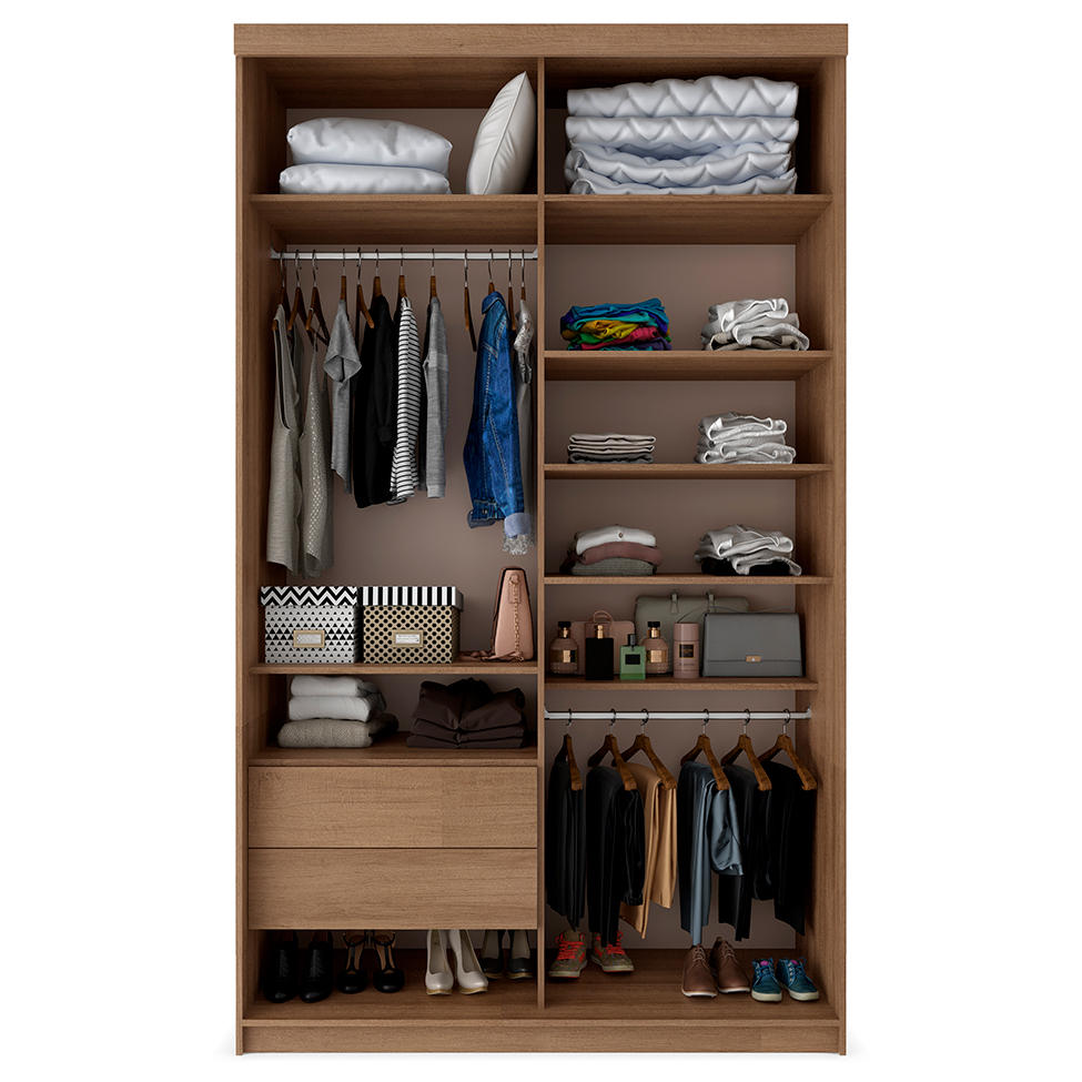 Guarda-Roupa Solteiro com 1 Espelho Lugano 2 Portas 2 Gavetas Mel