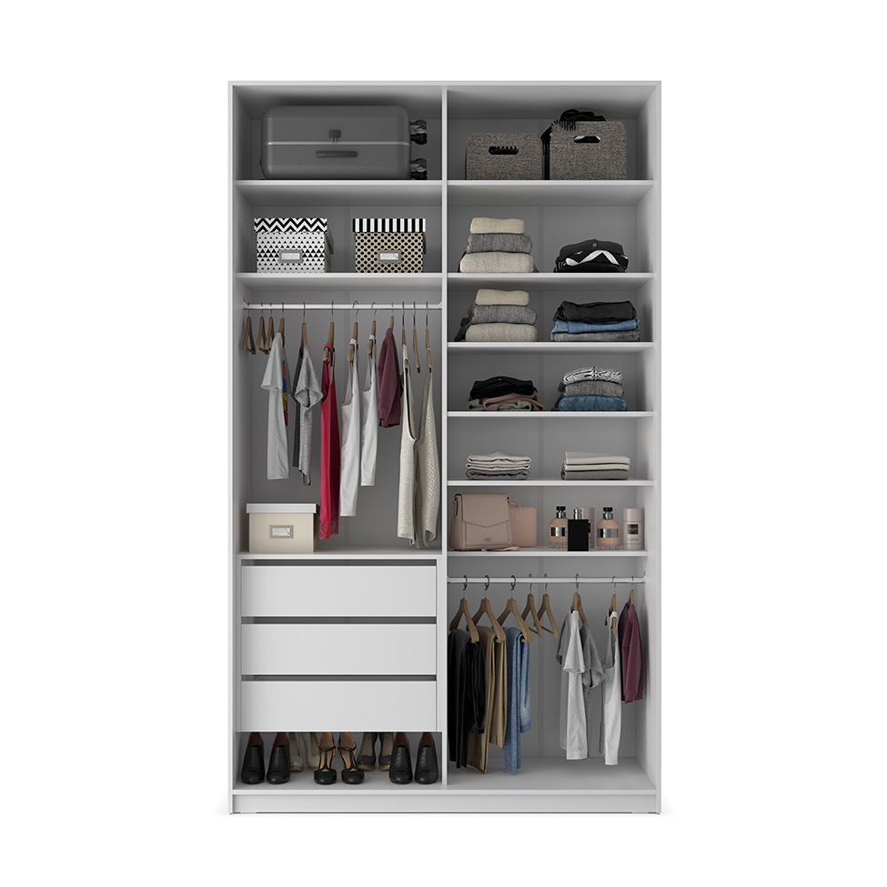 Guarda-Roupa Solteiro com Espelho Zermatt 100% MDF  2 PT 3 GV Branco