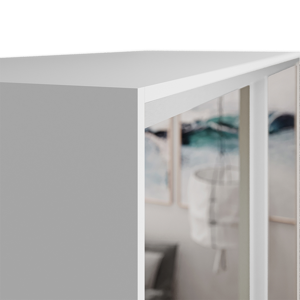 Guarda-Roupa Solteiro com Espelho Zermatt 100% MDF  2 PT 3 GV Branco