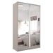 Guarda-Roupa Solteiro com Espelho Zermatt 100% MDF  2 Portas 3 Gavetas Bege
