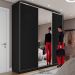 Guarda-Roupa Solteiro com Espelho Zermatt 100% MDF  3 Portas 3 Gavetas Preto