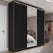 Guarda-Roupa Solteiro com Espelho Zermatt 100% MDF  3 Portas 3 Gavetas Preto