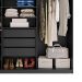 Guarda-Roupa Solteiro com Espelho Zermatt 100% MDF  3 Portas 3 Gavetas Preto