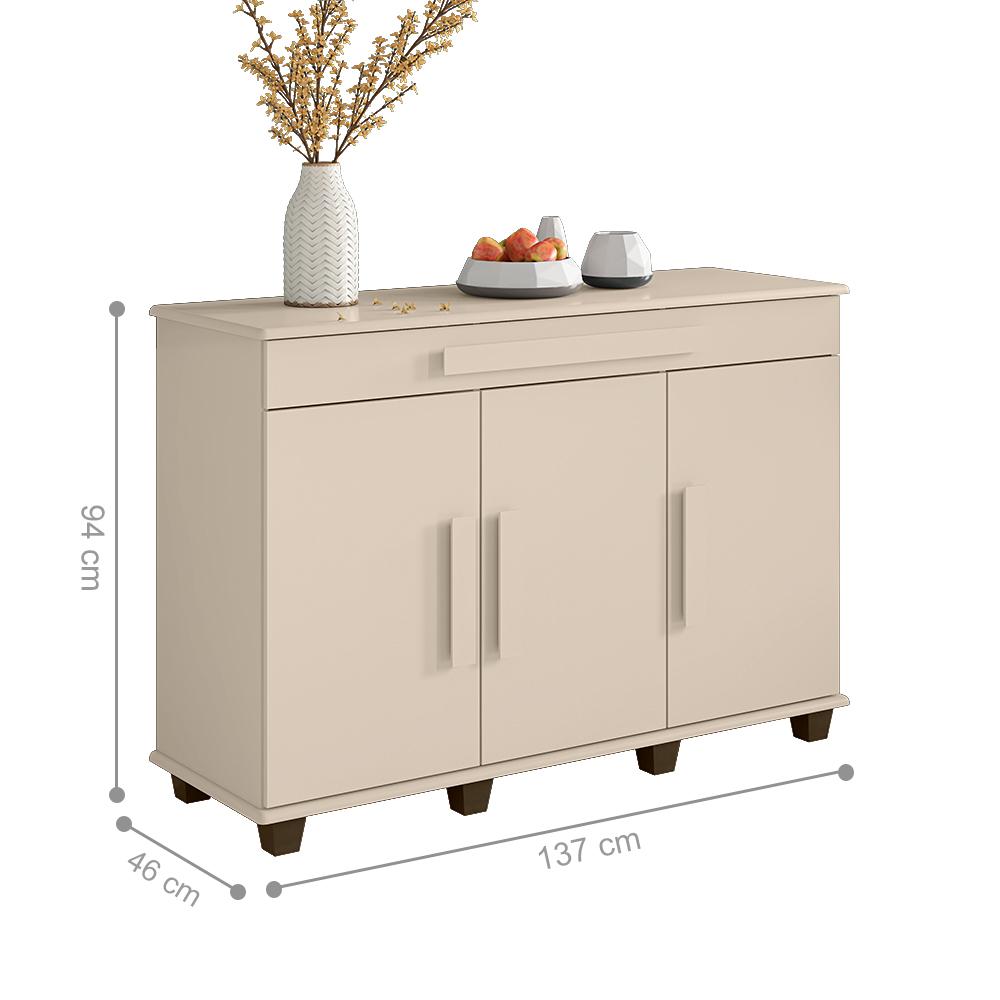 Balcão 3 Portas 1 Gaveta Lille Off White