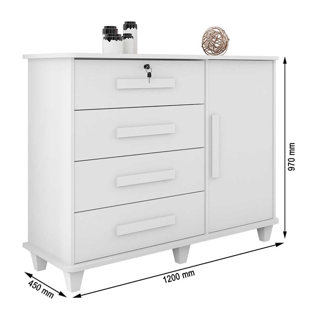 Cômoda Grécia Branco - RV Móveis