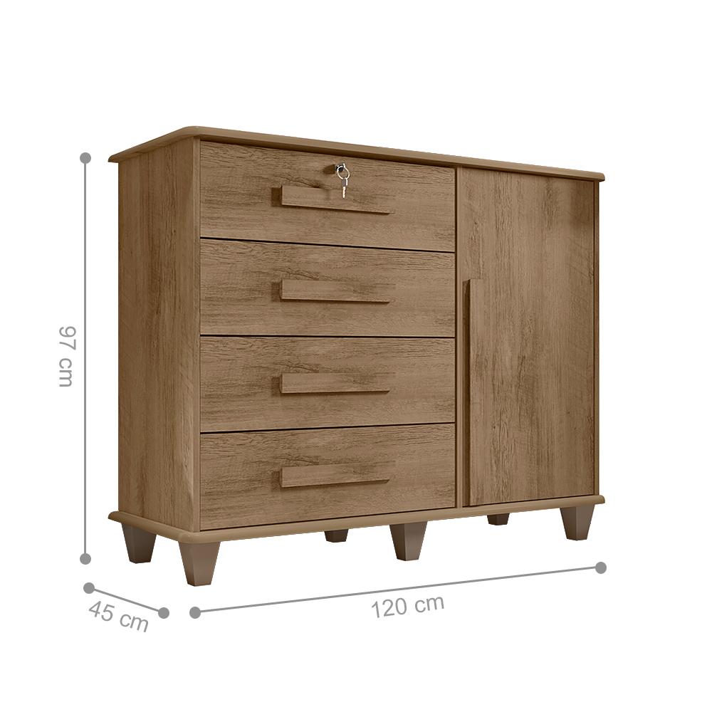 Cômoda com 4 Gavetas Lyon Cinamomo