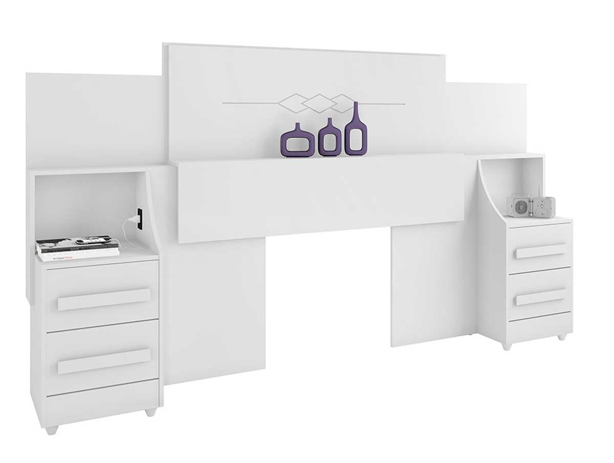 Cabeceira de Casal Extensível Síria Branco - RV Móveis