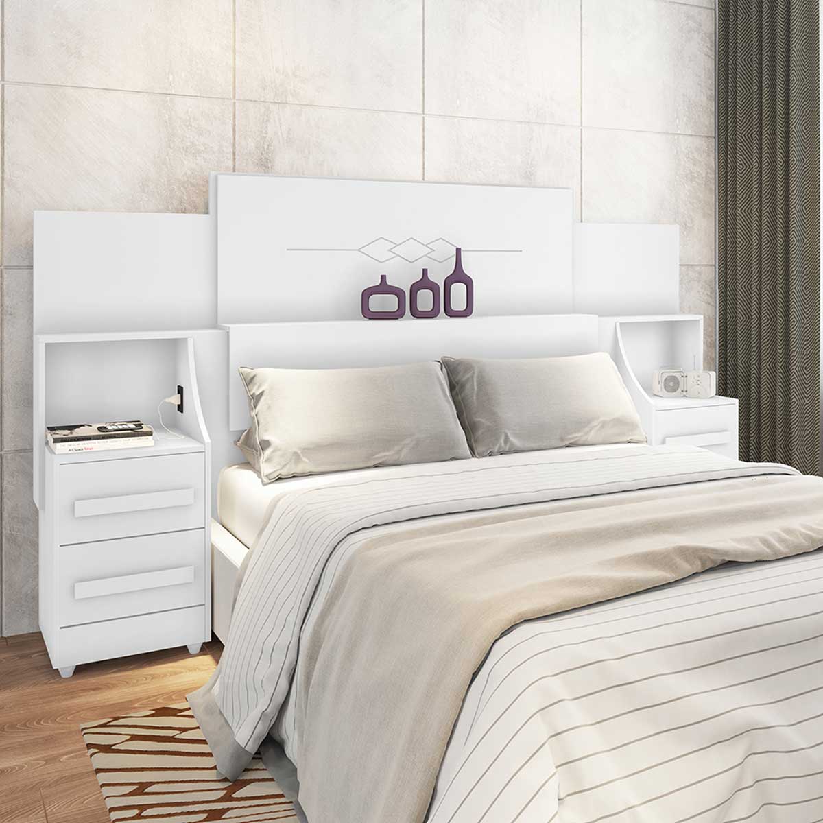 Cabeceira de Casal Extensível Síria Branco - RV Móveis