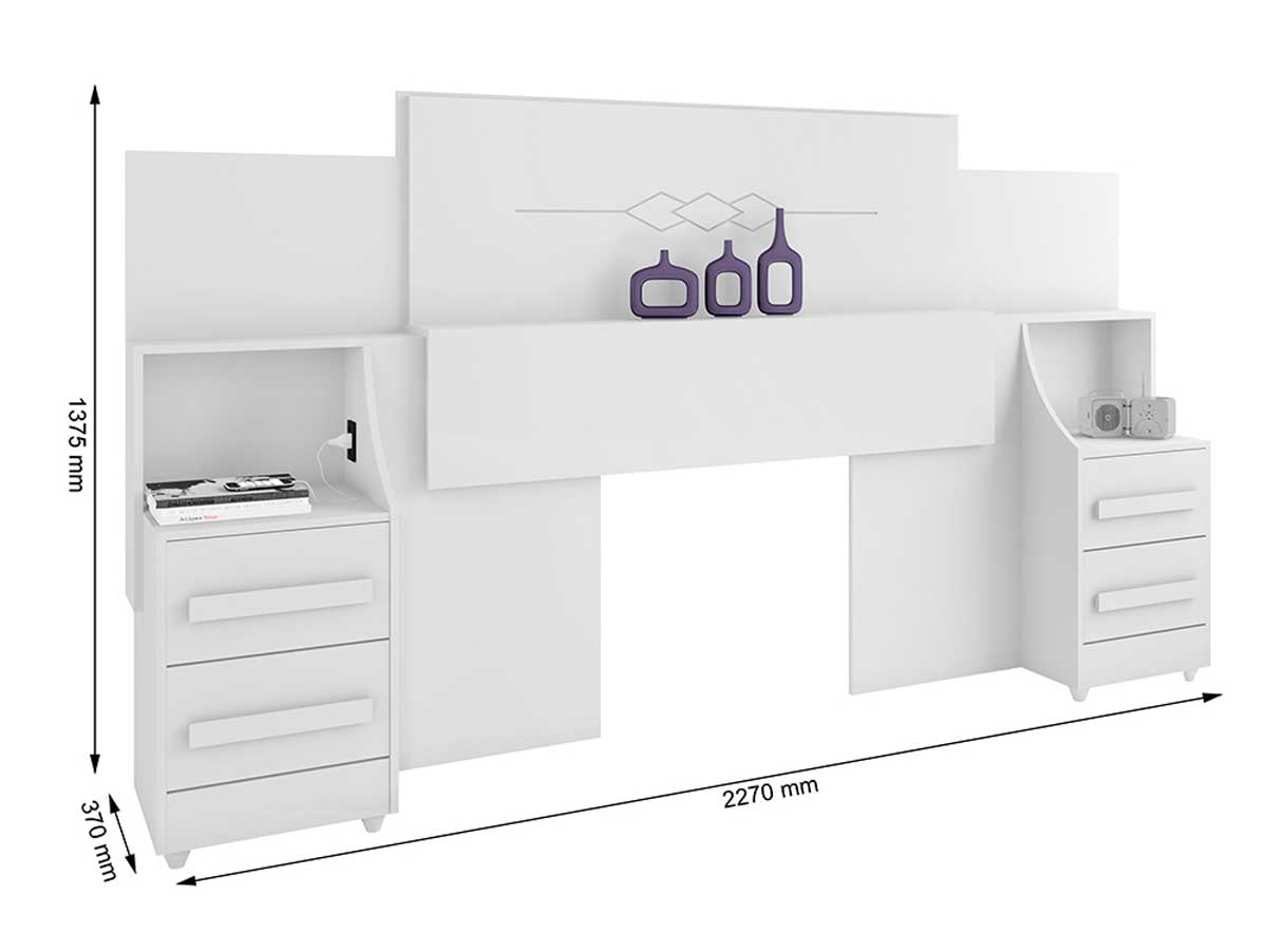 Cabeceira de Casal Extensível Síria Branco - RV Móveis