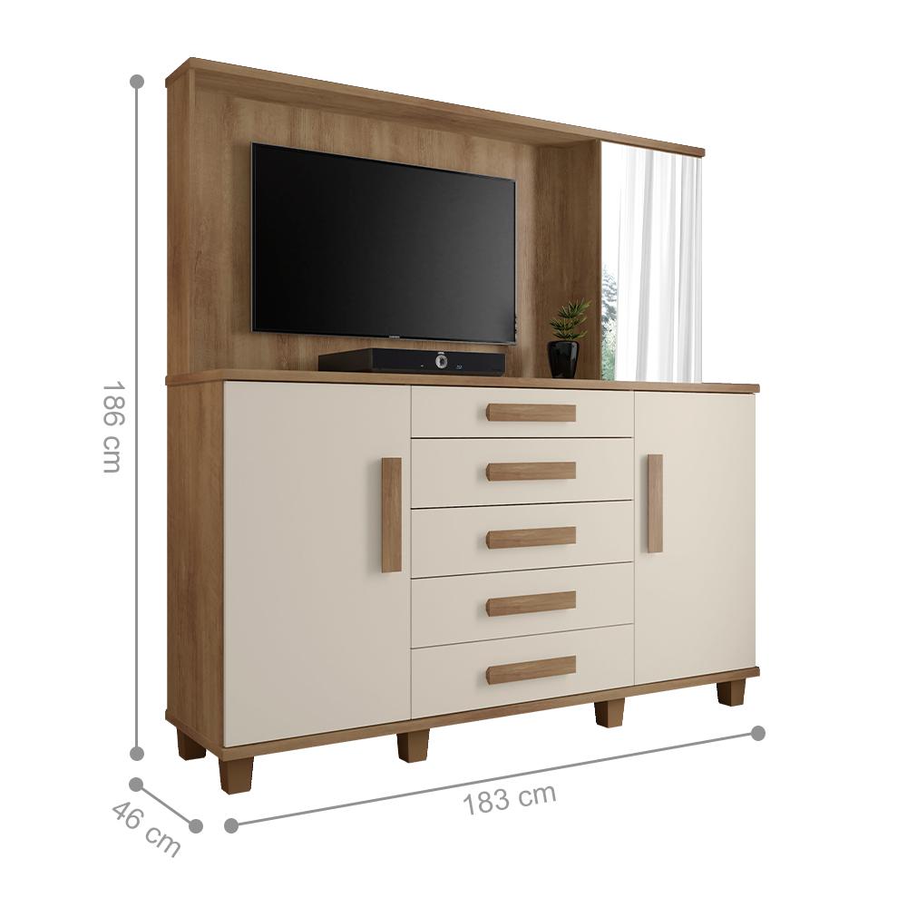 Gaveteiro com Painel Olten Cinamomo Off White