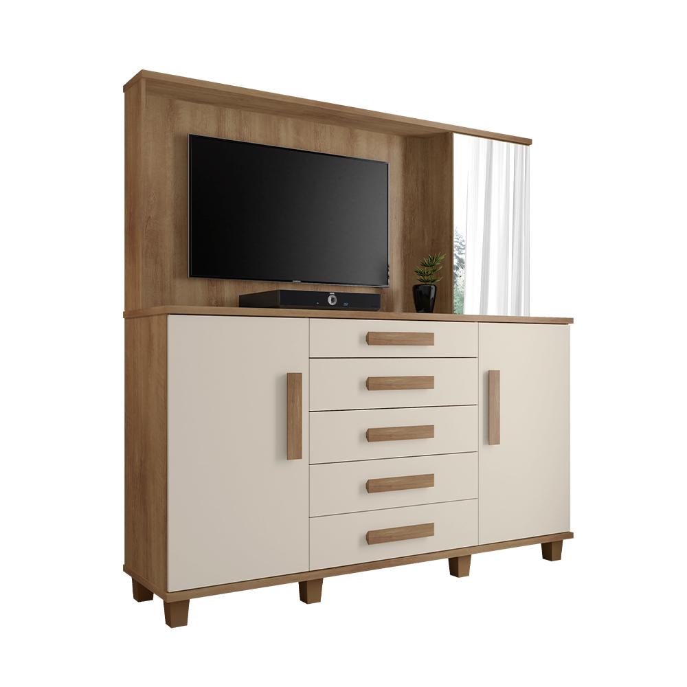 Gaveteiro com Painel Olten Cinamomo Off White