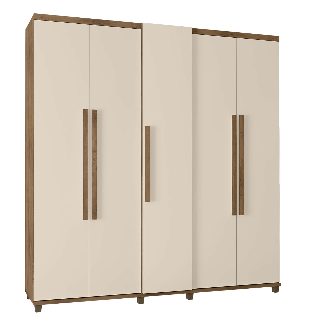 Guarda-Roupa Casal Munique 5 Portas Freijó com Off White - RV Móveis