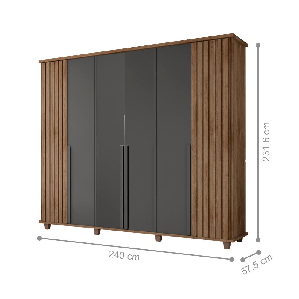 Guarda Roupa com 6 Portas Varese Cinamomo Grafite