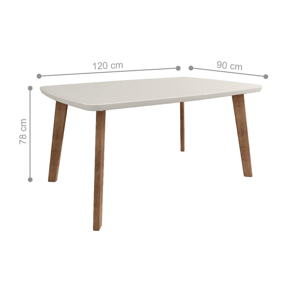 Mesa de Jantar 4 Lugares Nancy 1,20 x 0,90 Oblongo Off White