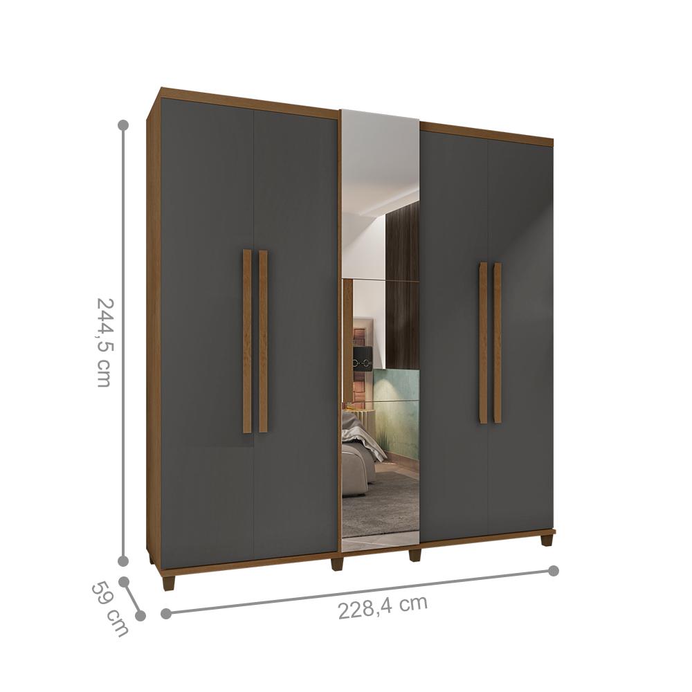 Roupeiro 5 Portas Arezzo Cinamomo Off White com Espelho