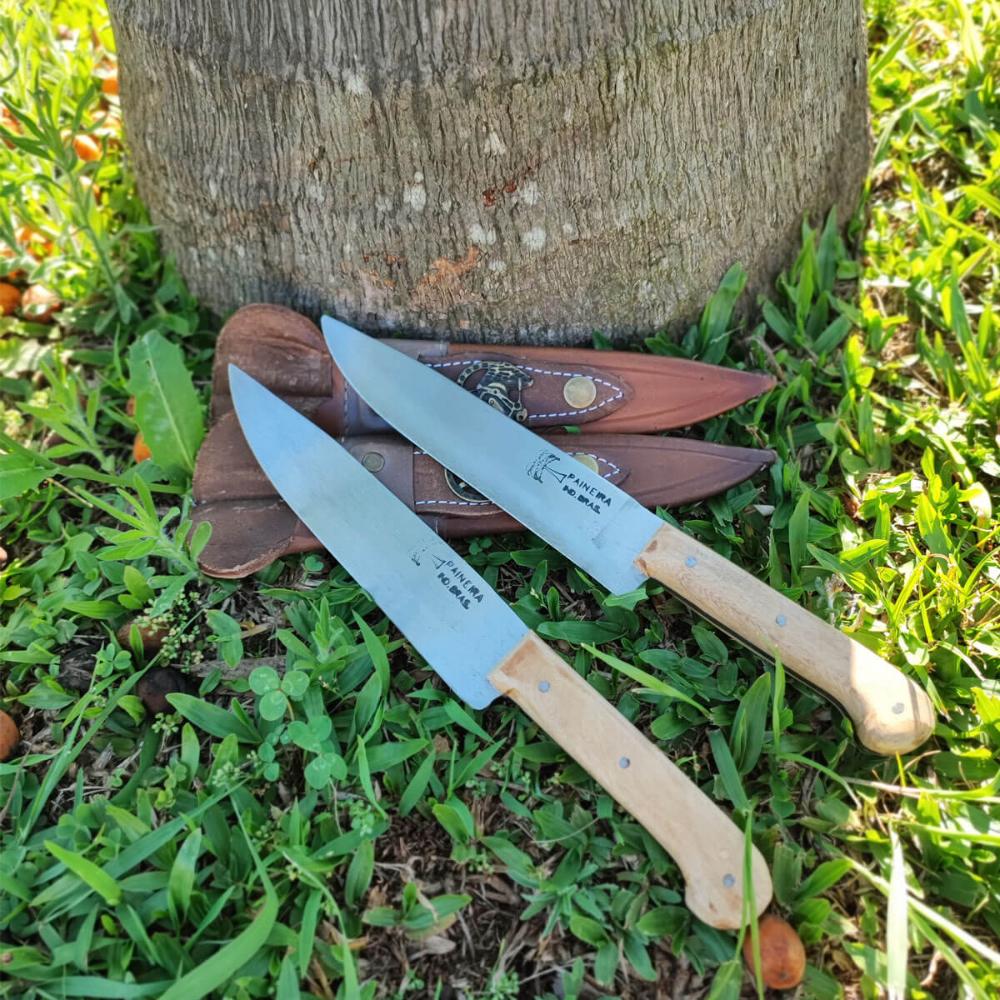 Faca Artesanal Carbono Paineira 7' Full Tang Afiada Cabo Gua
