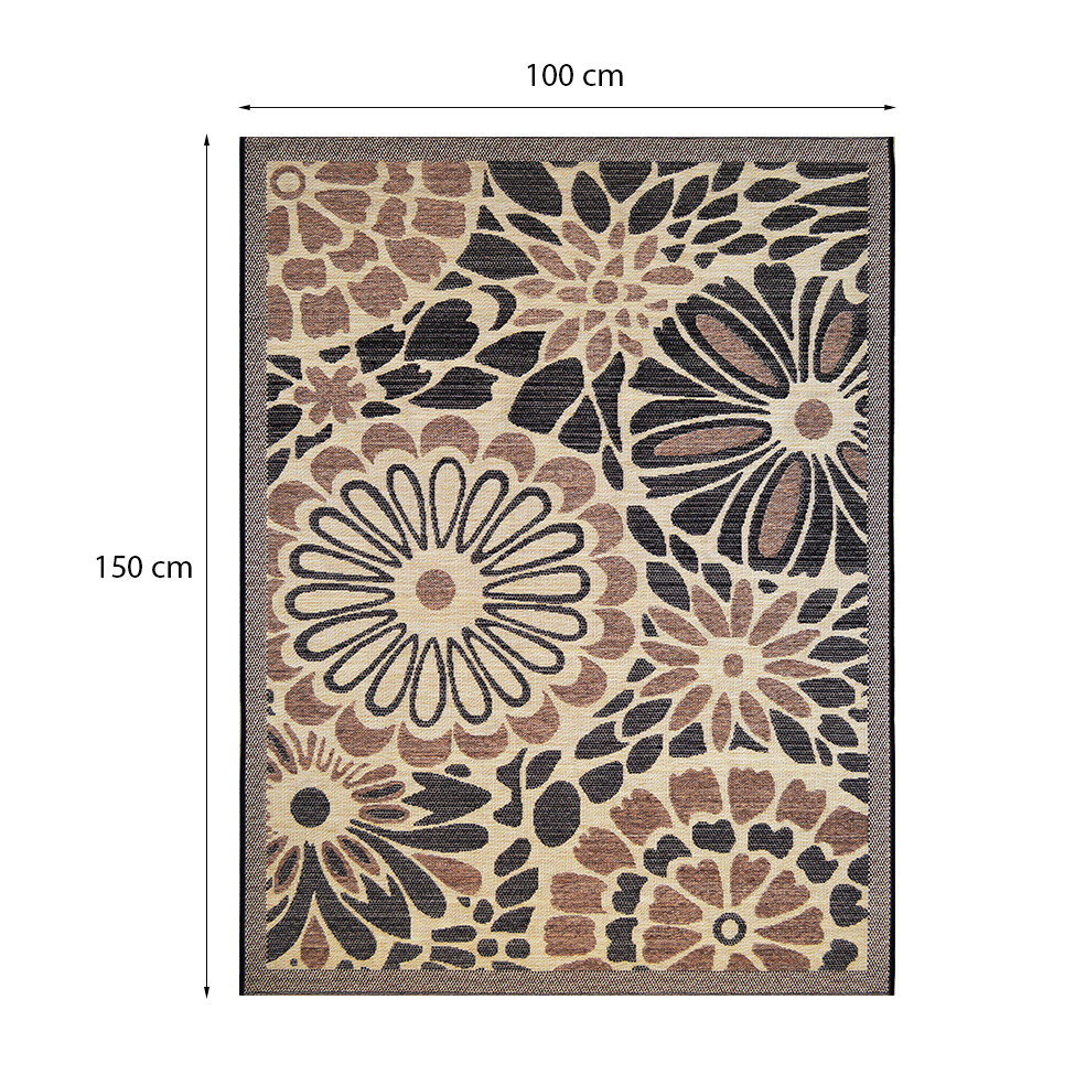 Tapete Giardino II Retangular Polipropileno 100 X 150 cm Marrom