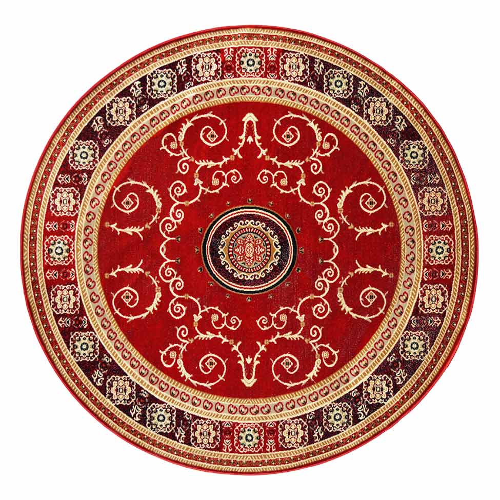 Tapete Redondo Veludo Marbella Çagdas II Vermelho 150x150 cm