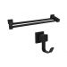 Kit banheiro lavabo Preto fosco 2 peças toalheiro banho duplo, cabide gancho 