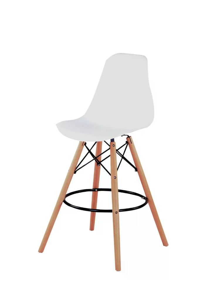 Banqueta Eiffel com pé de madeira - Branco