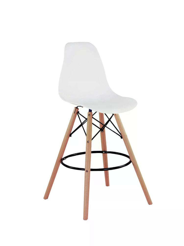 Banqueta Eiffel com pé de madeira - Branco