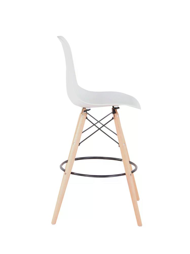 Banqueta Eiffel com pé de madeira - Branco