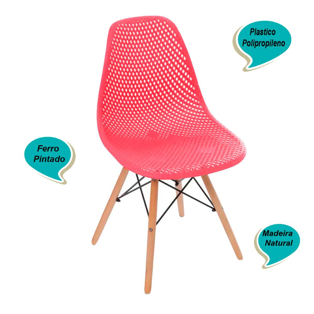 Cadeira Eiffel Colmeia - Vermelho Coral