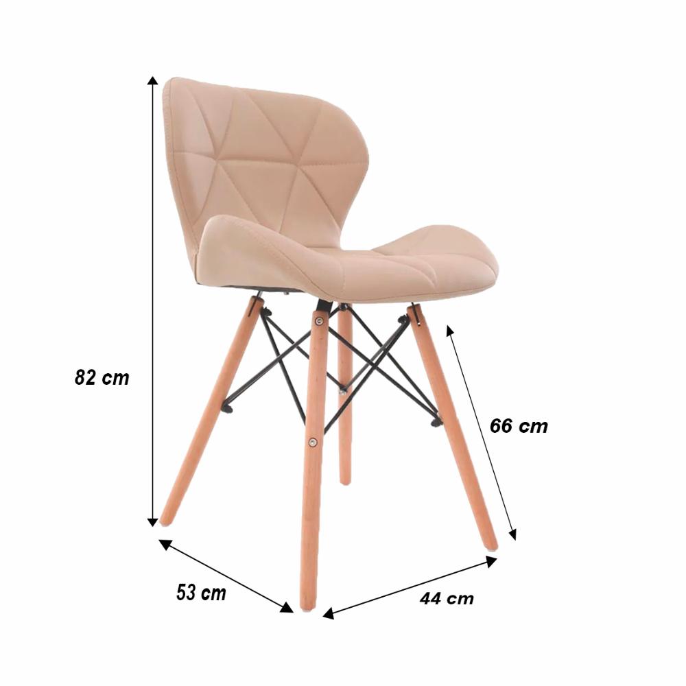 Cadeira Eiffel Slim com pé de madeira - Bege