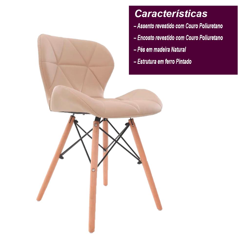 Cadeira Eiffel Slim com pé de madeira - Bege