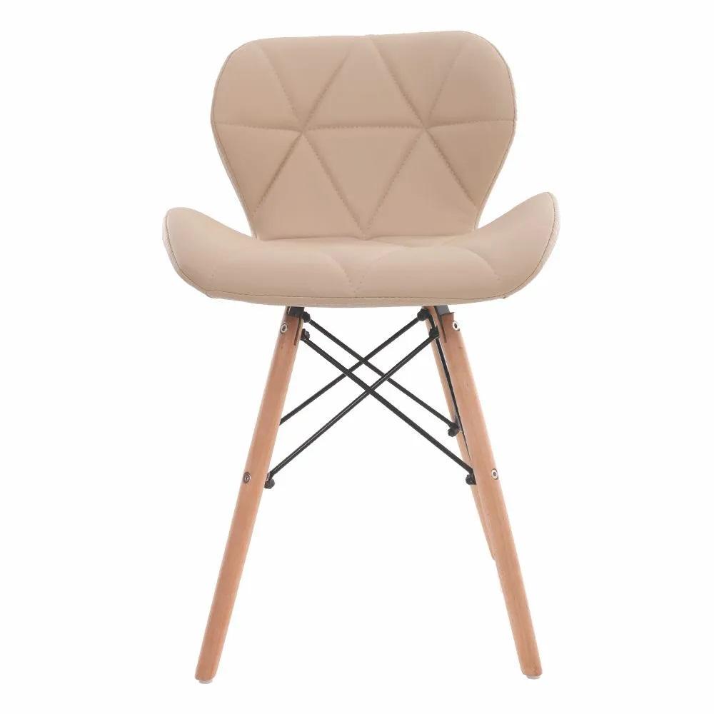 Cadeira Eiffel Slim com pé de madeira - Bege