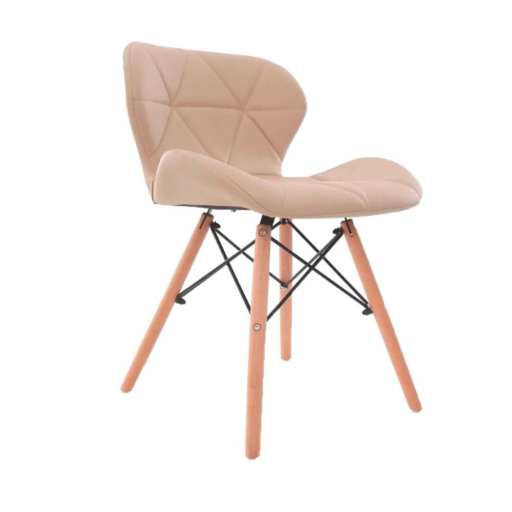 Cadeira Eiffel Slim com pé de madeira - Bege