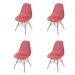 Kit 04 Cadeira Eiffel Colmeia - Vermelho Coral