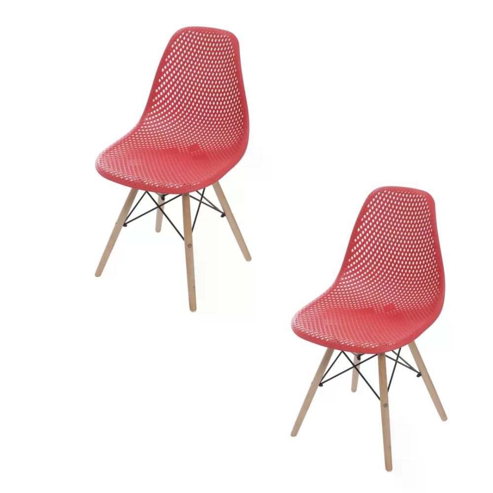 Kit 04 Cadeira Eiffel Colmeia - Vermelho Coral