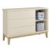	Jogo de Quarto Classic Cômoda com Porta e Berço Areia Fosco com Pés Madeira Natural - Reller Móveis 