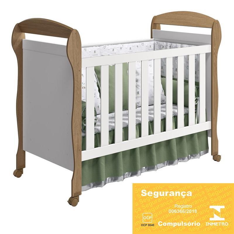 Berço Americano Danny Branco Fosco/Mezzo com Colchão Supreme e Travesseiro Baby - Reller Móveis