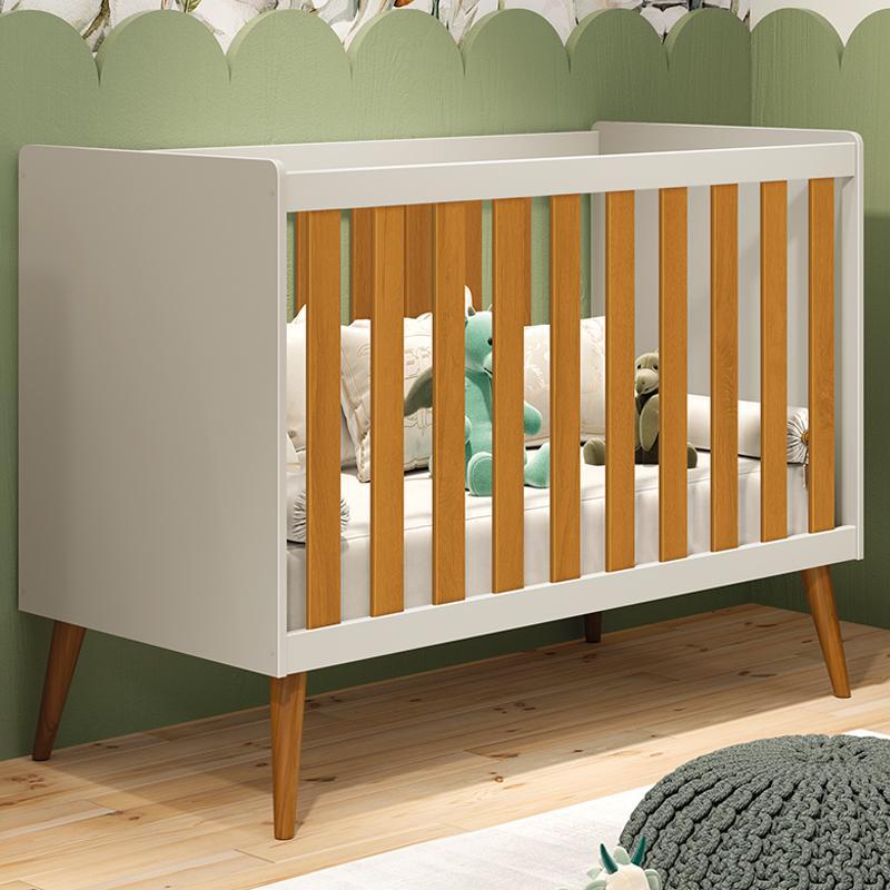 Berço Americano Isis Areia/Savana com Colchão Baby Physical - Reller Móveis