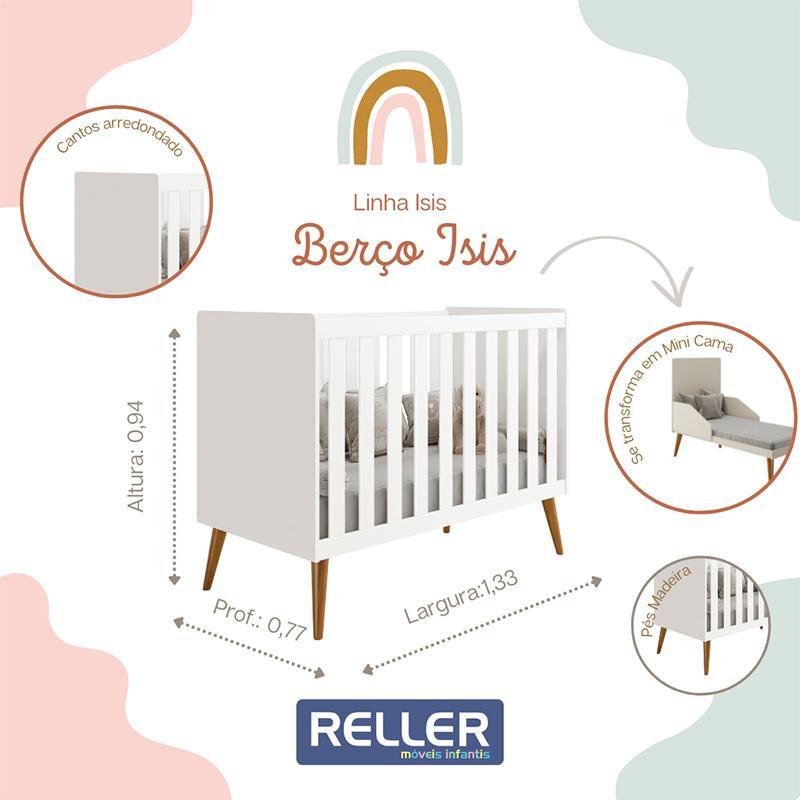 Berço Americano Isis Branco com Colchão Baby Physical - Reller Móveis  