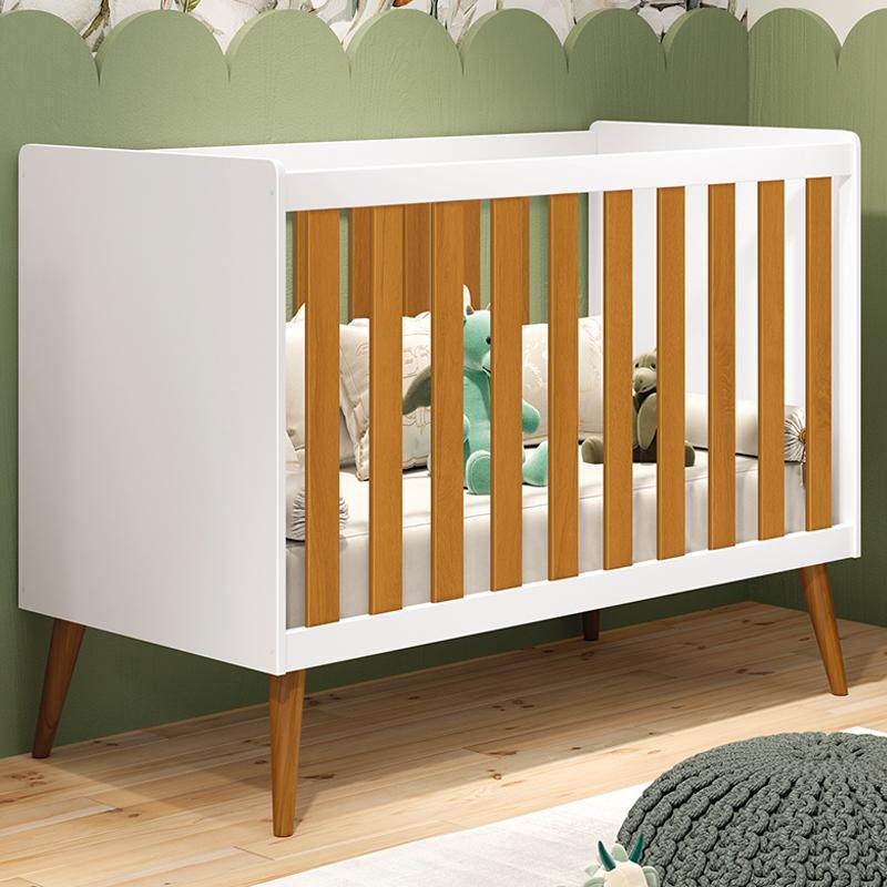 Berço Americano Isis Branco/Savana com Colchão Baby Physical - Reller Móveis 