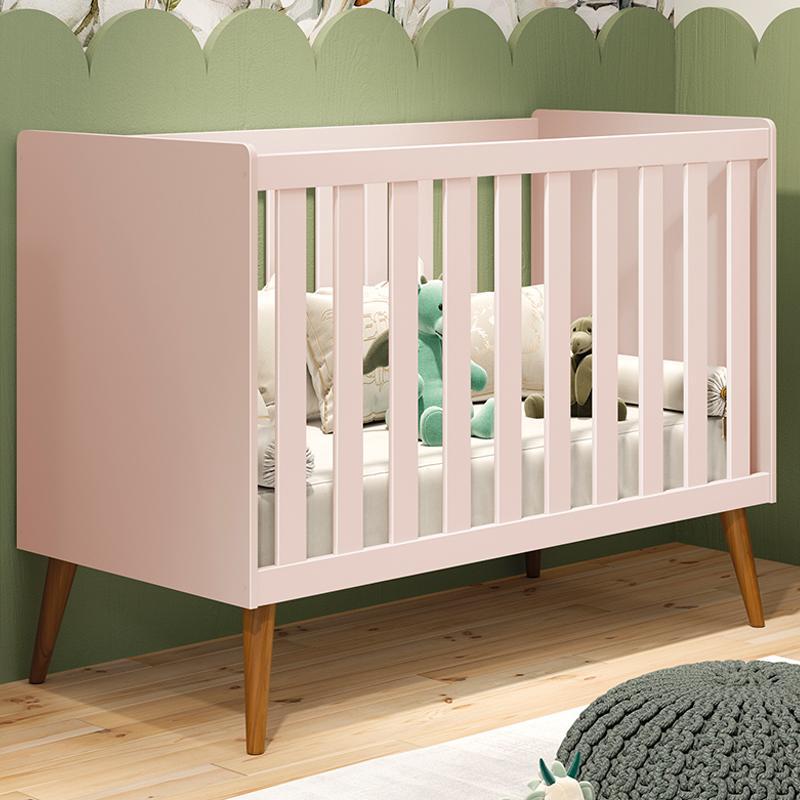 Berço Americano Isis Rosa com Colchão Baby Physical - Reller Móveis