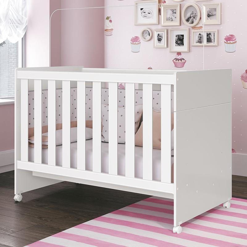 Berço Americano Katatau Branco Brilho com Colchão D18 - Reller Móveis