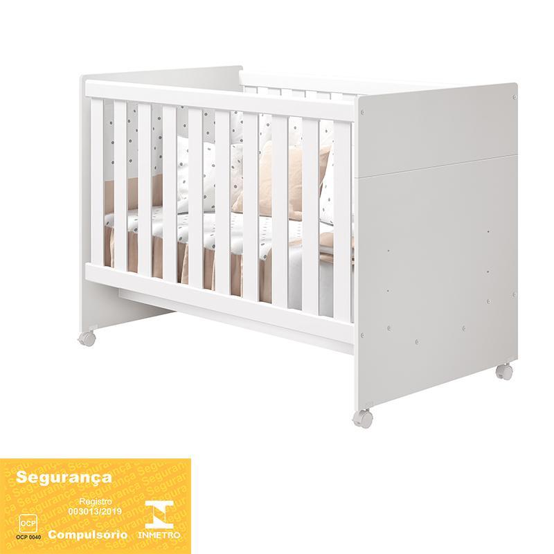 Berço Americano Katatau Branco Brilho com Colchão D18 - Reller Móveis