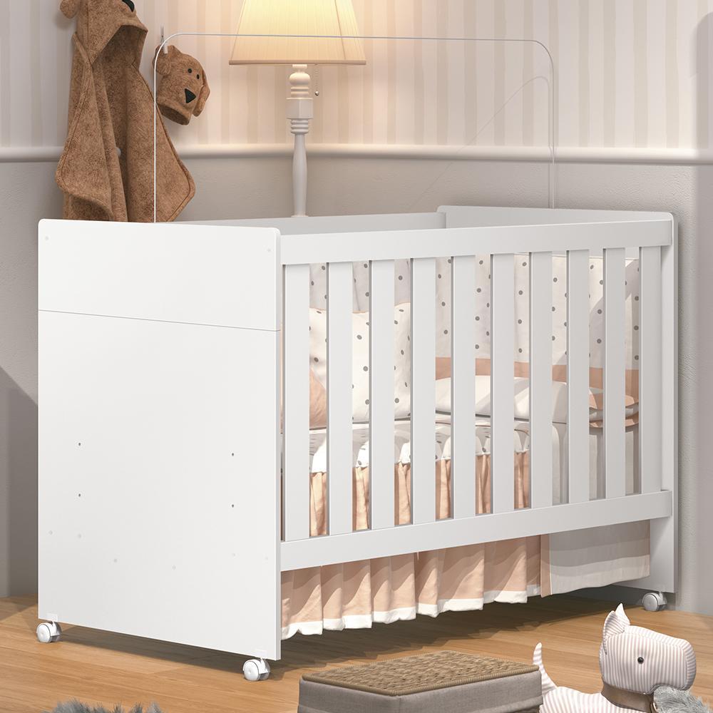 Berço Americano Katatau Branco Brilho com Colchão Physical e Travesseiro Baby - Reller Móveis