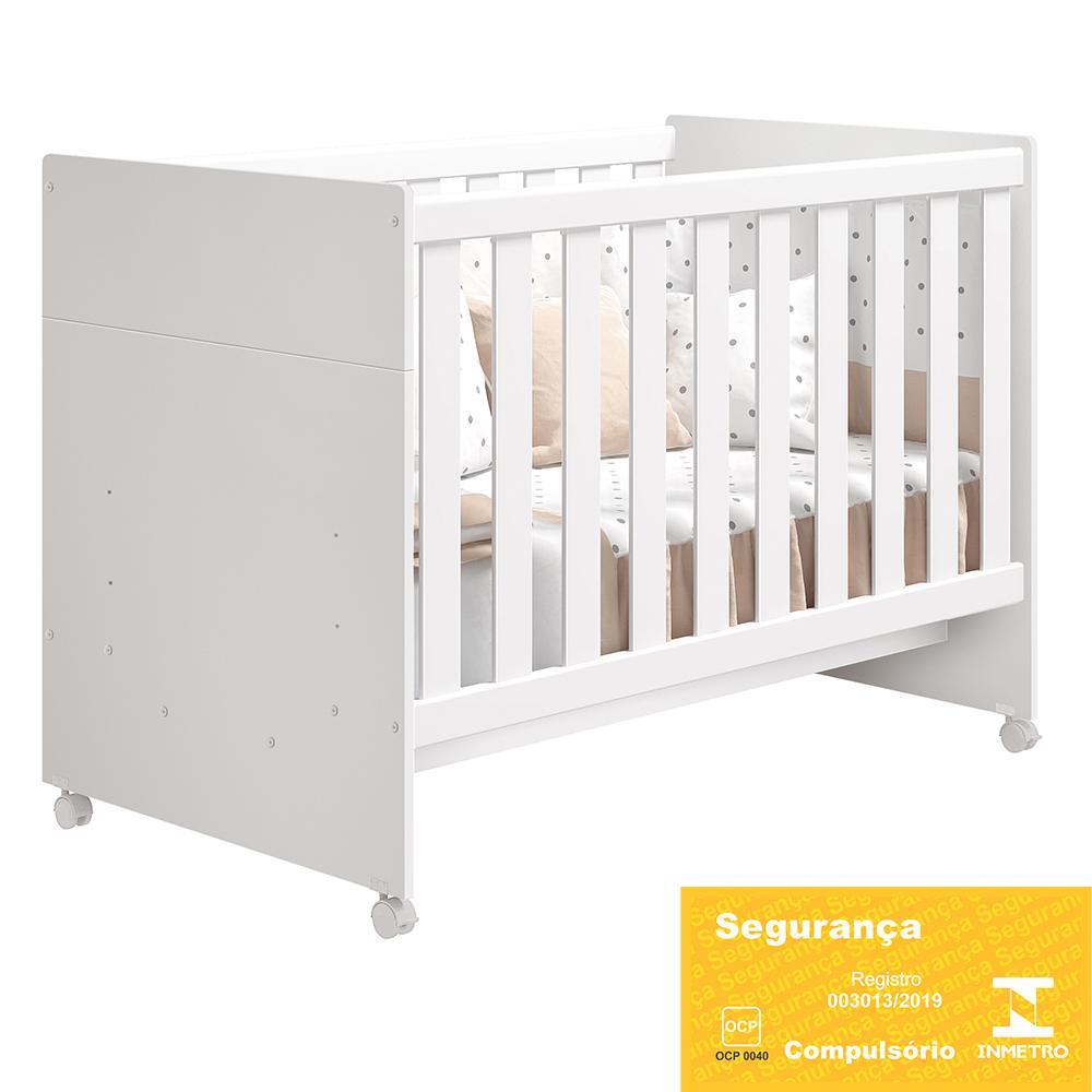 Berço Americano Katatau Branco Brilho com Colchão Physical e Travesseiro Baby - Reller Móveis