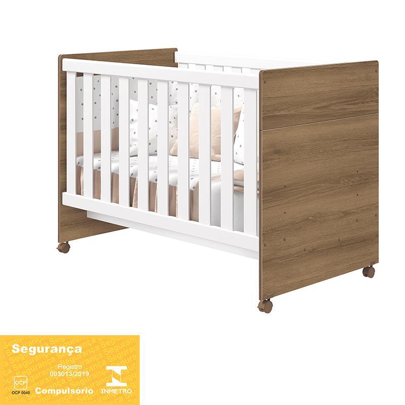 Berço Americano Katatau Branco Brilho/Mezzo com Colchão D18 - Reller Móveis