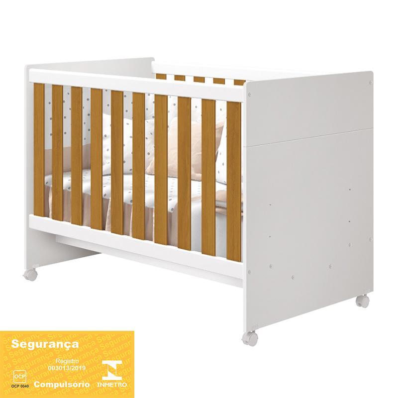 Berço Americano Katatau Branco/Savana com Colchão D18 - Reller Móveis 