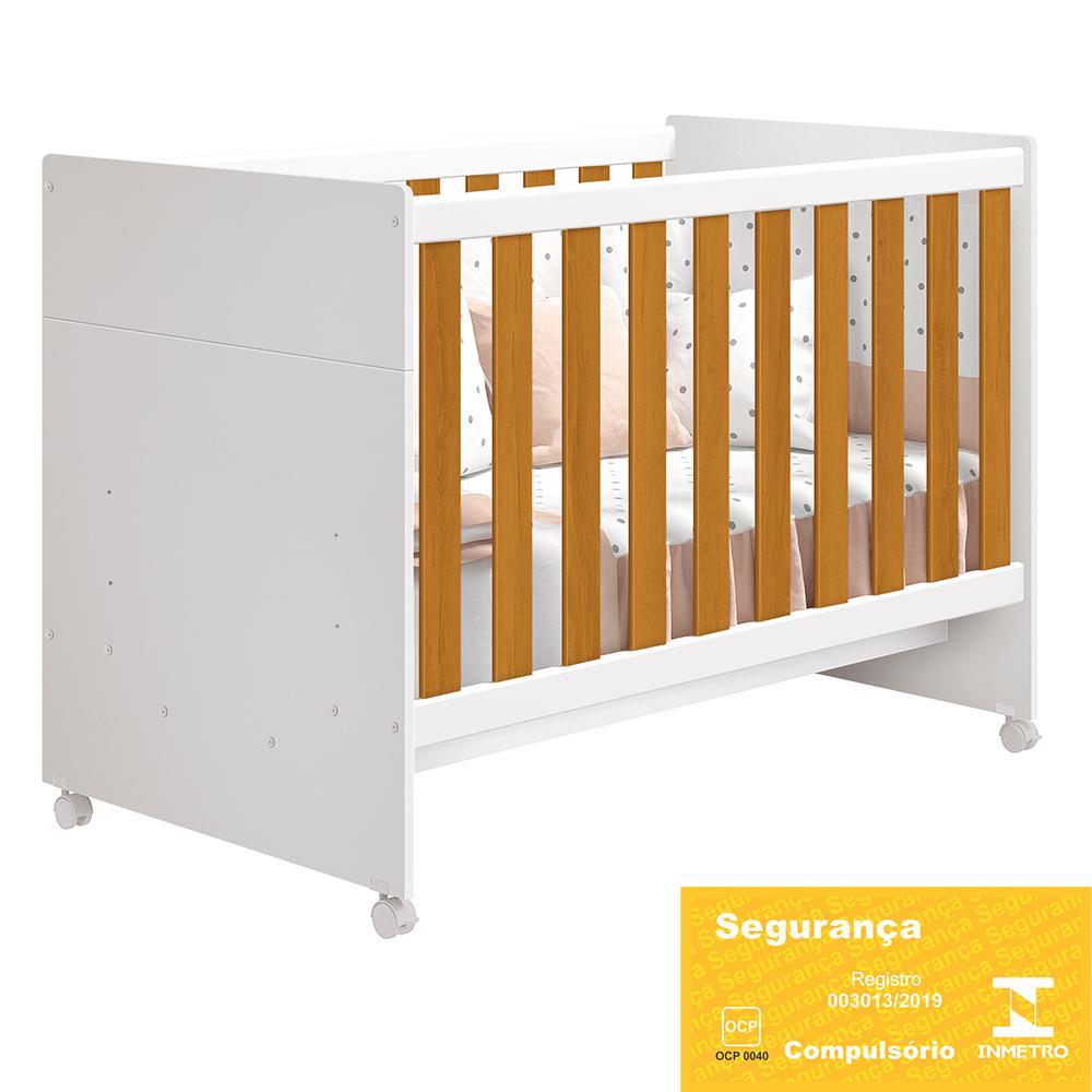 Berço Americano Katatau Branco/Savana com Colchão Supreme e Travesseiro Baby - Reller Móveis