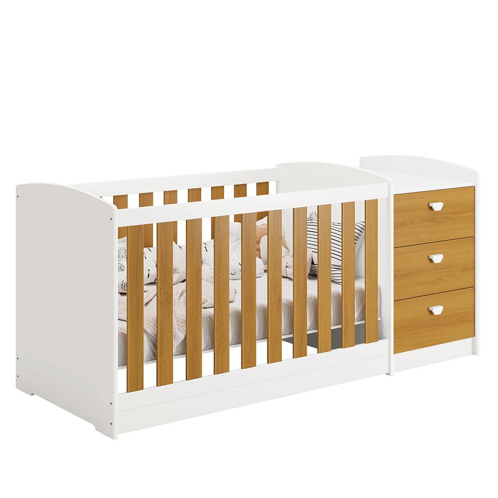 Berço Americano Multifuncional Atlanta Branco Fosco/Savana com Colchão Supreme - Reller Móveis