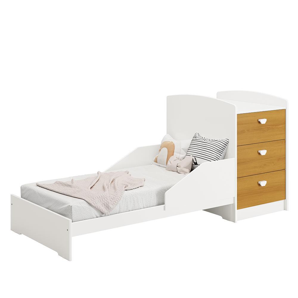 Berço Americano Multifuncional Atlanta Branco Fosco/Savana com Colchão Supreme - Reller Móveis