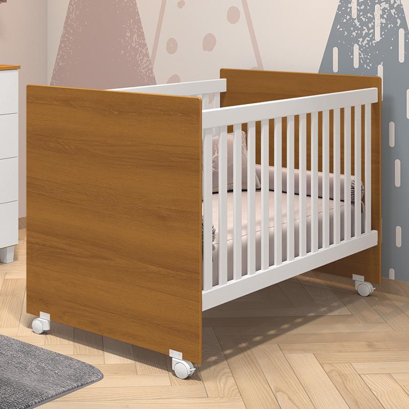 Berço Americano Tico Branco/Savana com Colchão D18 - Reller Móveis