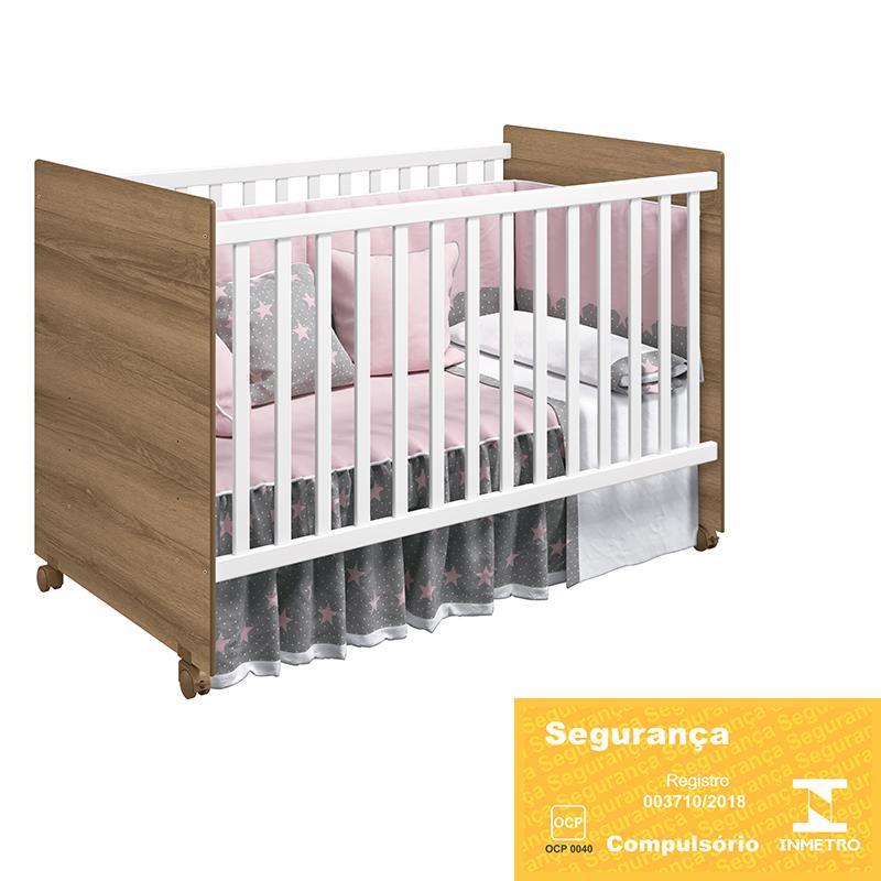Berço Mel Branco/Mezzo com Colchão Baby Physical - Reller Móveis